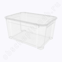 Ящик универсальный пластик 46 л прозрачный (555*390*290 мм) с крышкой